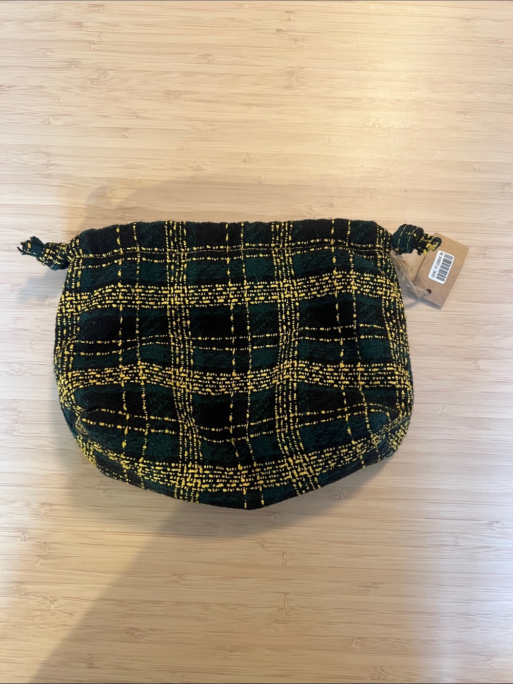 Sisley-Paris Black & Yellow Plaid Drawstring Cosmetic Pouch - Picture 3 of 6